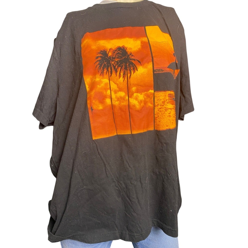 Black Graphic T Shirt Sunset Palm Tree Surfer Mens Size xxl